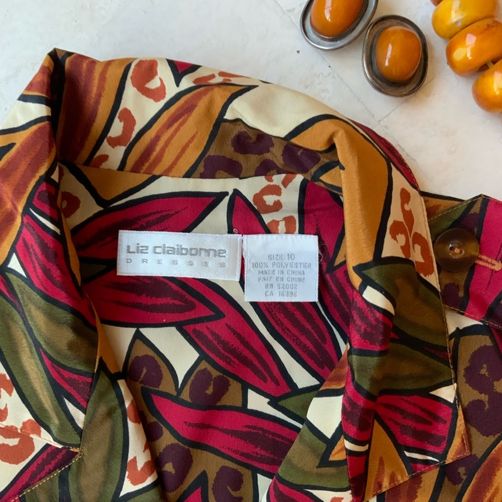 Vintage Tropical Print Liz Claiborne Dress sz 10 - Picture 5 of 5